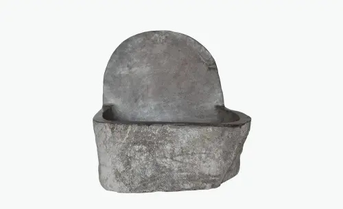 Product image of the product “Watergame with the wall behind,made from riverstone, the heigh of the basin is 32cm, with the deep of the hole is 26cm ”